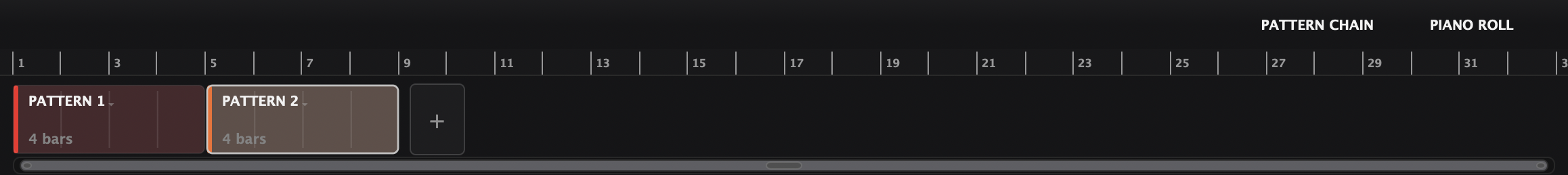 The Pattern Chain with two 4-bar blocks and the add button
